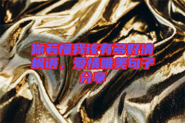 你若懂我該有多好清楓語，愛情唯美句子分享