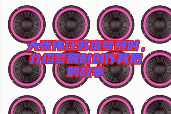 大張偉汪蘇瀧夢醒時，介紹夢醒時創(chuàng)作背后的故事