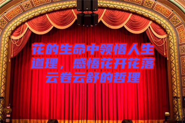 花的生命中領(lǐng)悟人生道理，感悟花開花落云卷云舒的哲理