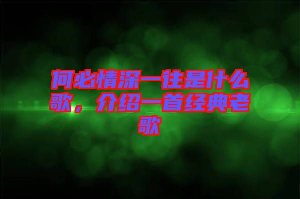 何必情深一往是什么歌，介紹一首經(jīng)典老歌