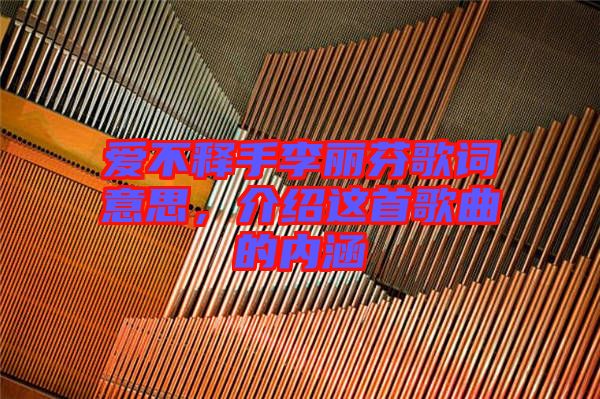 愛不釋手李麗芬歌詞意思，介紹這首歌曲的內(nèi)涵