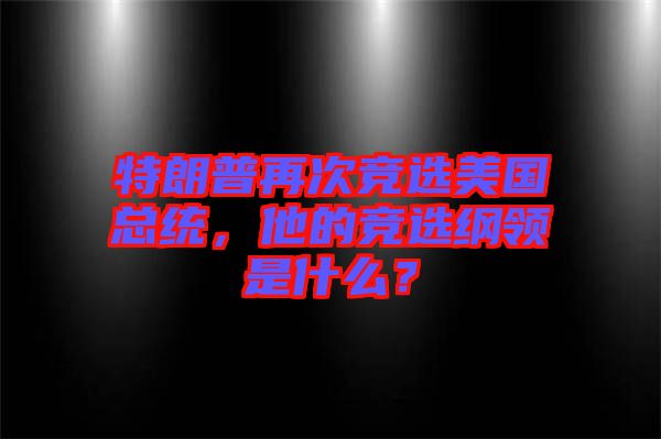 特朗普再次競選美國總統(tǒng)，他的競選綱領是什么？