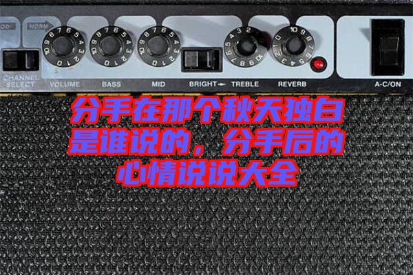 分手在那個秋天獨白是誰說的，分手后的心情說說大全