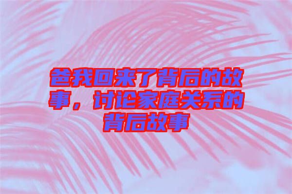 爸我回來了背后的故事，討論家庭關(guān)系的背后故事