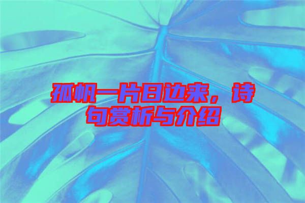 孤帆一片日邊來，詩句賞析與介紹