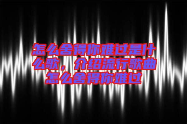 怎么舍得你難過是什么歌，介紹流行歌曲怎么舍得你難過