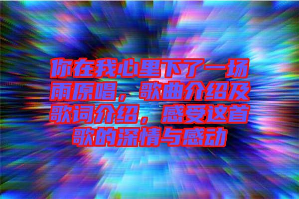 你在我心里下了一場(chǎng)雨原唱，歌曲介紹及歌詞介紹，感受這首歌的深情與感動(dòng)