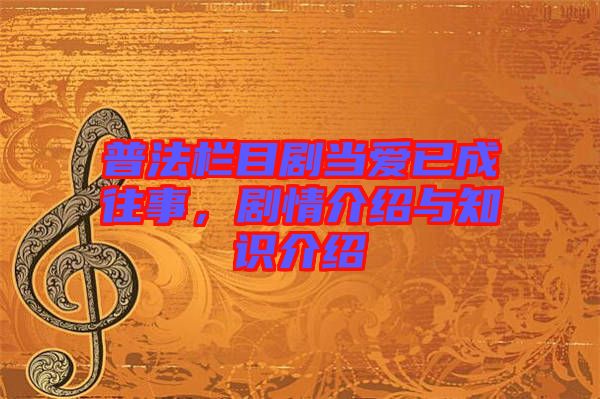 普法欄目劇當(dāng)愛(ài)已成往事，劇情介紹與知識(shí)介紹