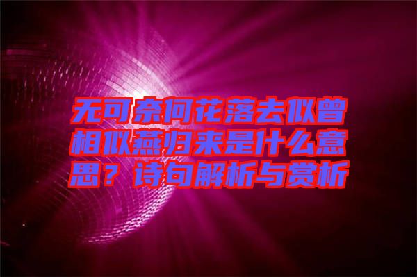 無可奈何花落去似曾相似燕歸來是什么意思？詩句解析與賞析