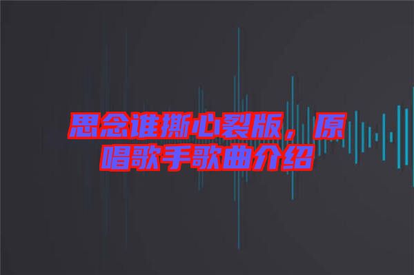 思念誰撕心裂版，原唱歌手歌曲介紹
