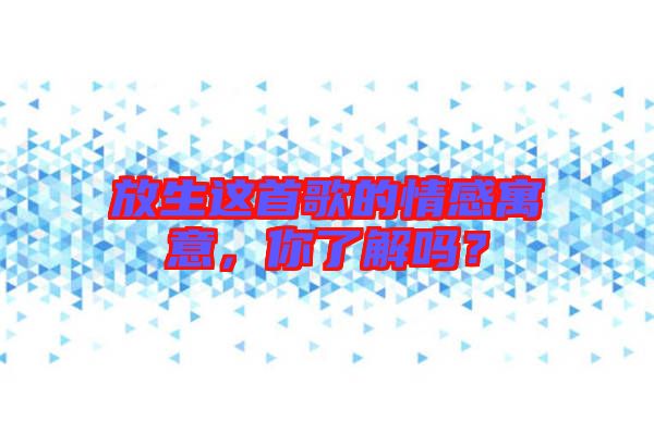 放生這首歌的情感寓意，你了解嗎？