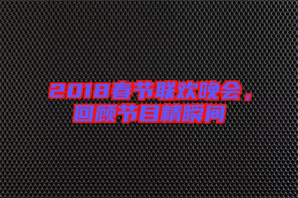 2018春節(jié)聯(lián)歡晚會，回顧節(jié)目精瞬間