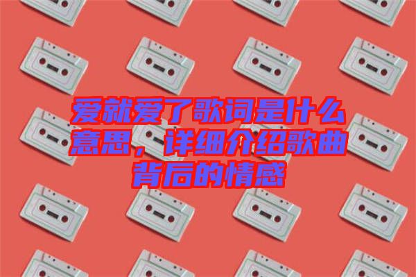 愛就愛了歌詞是什么意思，詳細(xì)介紹歌曲背后的情感
