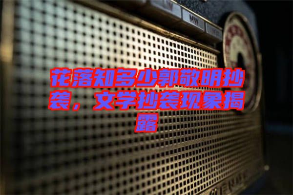 花落知多少郭敬明抄襲，文學(xué)抄襲現(xiàn)象揭露