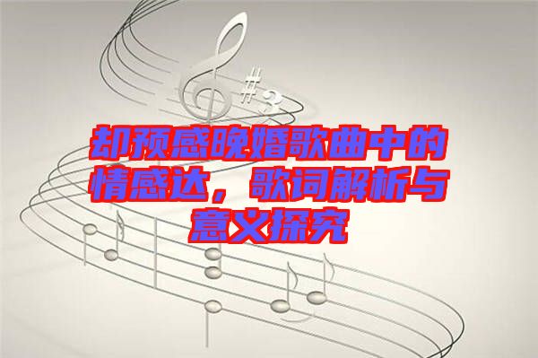 卻預(yù)感晚婚歌曲中的情感達(dá)，歌詞解析與意義探究