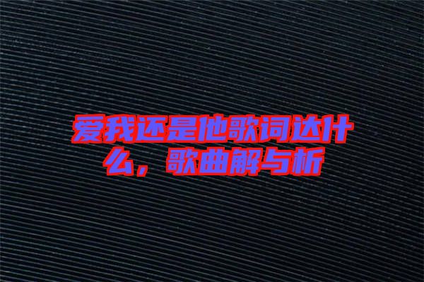 愛我還是他歌詞達(dá)什么，歌曲解與析