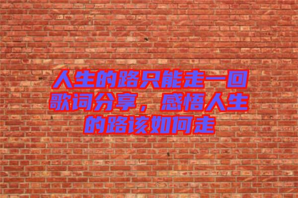 人生的路只能走一回歌詞分享，感悟人生的路該如何走