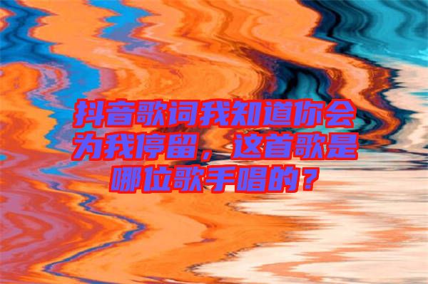 抖音歌詞我知道你會(huì)為我停留，這首歌是哪位歌手唱的？