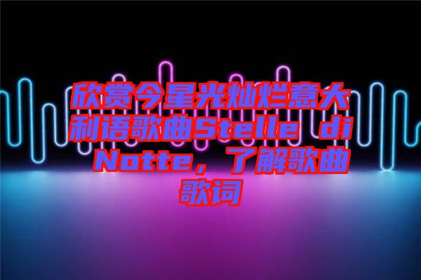 欣賞今星光燦爛意大利語歌曲Stelle di Notte，了解歌曲歌詞