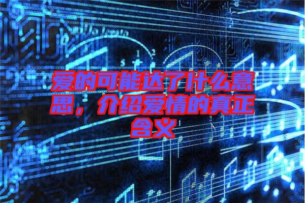 愛的可能達了什么意思，介紹愛情的真正含義