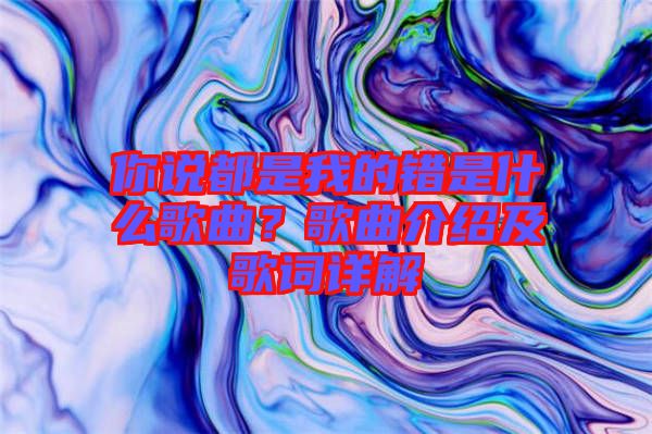 你說都是我的錯是什么歌曲？歌曲介紹及歌詞詳解