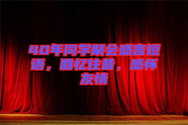 40年同學聚會感言短語，回憶往昔，感懷友情