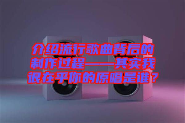 介紹流行歌曲背后的制作過程——其實(shí)我很在乎你的原唱是誰？