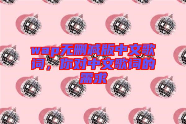 wap無刪減版中文歌詞，你對中文歌詞的需求