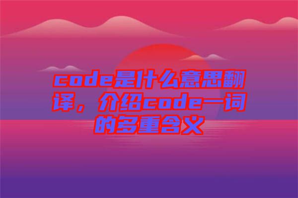 code是什么意思翻譯，介紹code一詞的多重含義