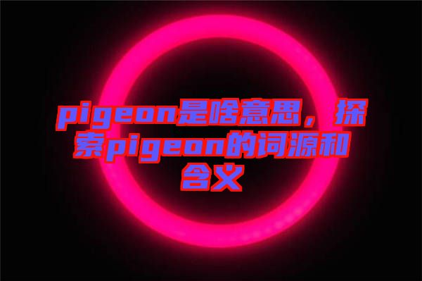 pigeon是啥意思，探索pigeon的詞源和含義
