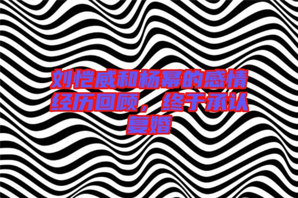 劉愷威和楊冪的感情經(jīng)歷回顧，終于承認(rèn)復(fù)婚