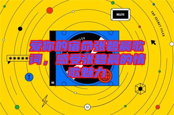 愛你的宿命張碧晨歌詞，感受張碧晨的情歌魅力