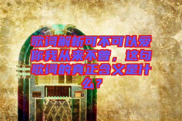 歌詞解析可不可以愛你我從來不曾，這句歌詞的真正含義是什么？
