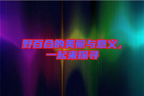 野百合的美麗與意義，一起來(lái)探尋