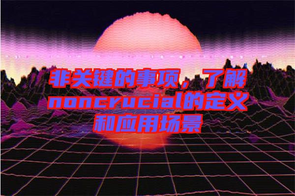 非關(guān)鍵的事項，了解noncrucial的定義和應(yīng)用場景