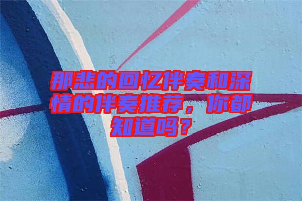 那悲的回憶伴奏和深情的伴奏推薦，你都知道嗎？