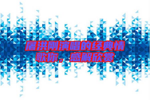 屠洪剛演唱的經(jīng)典情歌你，感解欣賞