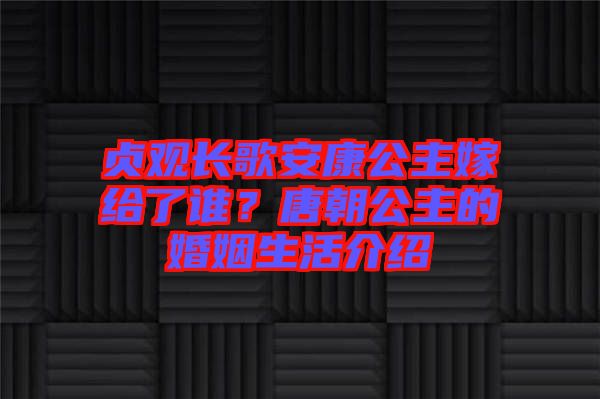 貞觀長歌安康公主嫁給了誰？唐朝公主的婚姻生活介紹