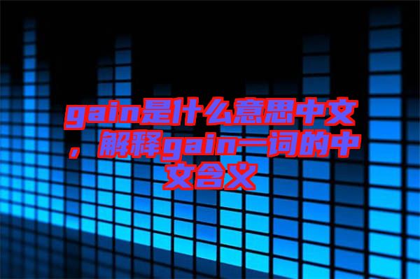 gain是什么意思中文，解釋gain一詞的中文含義