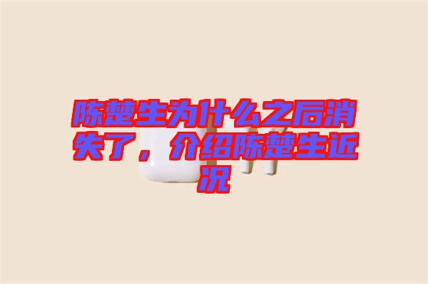 陳楚生為什么之后消失了，介紹陳楚生近況