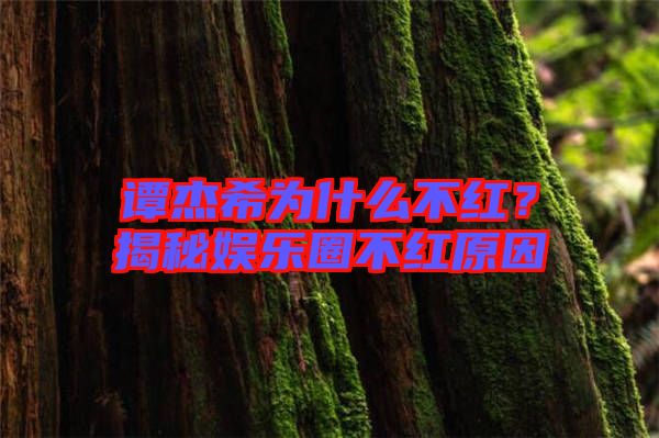 譚杰希為什么不紅？揭秘娛樂圈不紅原因