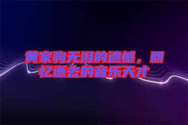 黃家駒無淚的遺憾，回憶逝去的音樂天才