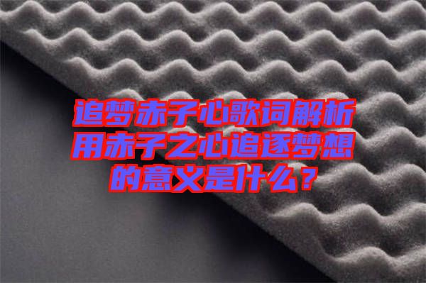 追夢赤子心歌詞解析用赤子之心追逐夢想的意義是什么？