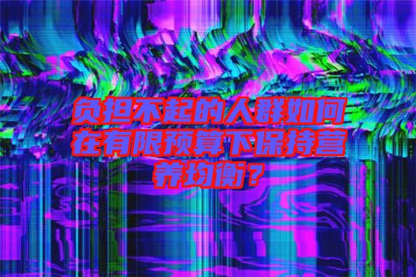 負(fù)擔(dān)不起的人群如何在有限預(yù)算下保持營養(yǎng)均衡？