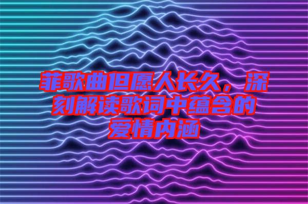 菲歌曲但愿人長久，深刻解讀歌詞中蘊含的愛情內涵