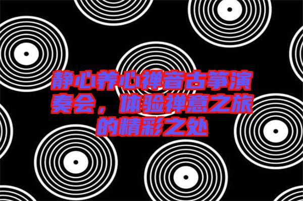靜心養(yǎng)心禪音古箏演奏會，體驗禪意之旅的精彩之處