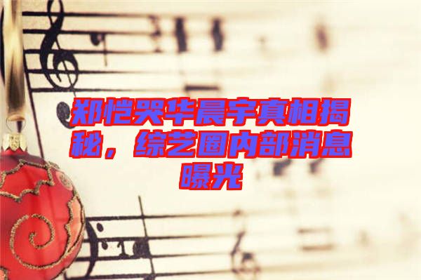 鄭愷哭華晨宇真相揭秘，綜藝圈內部消息曝光