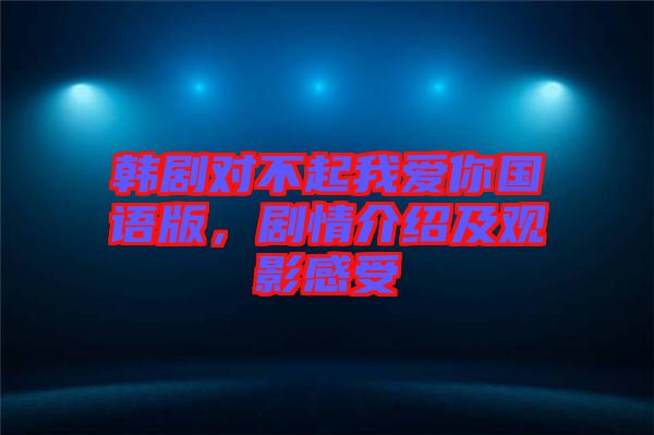 韓劇對(duì)不起我愛你國語版，劇情介紹及觀影感受