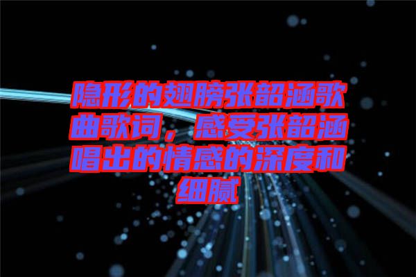 隱形的翅膀張韶涵歌曲歌詞，感受張韶涵唱出的情感的深度和細(xì)膩