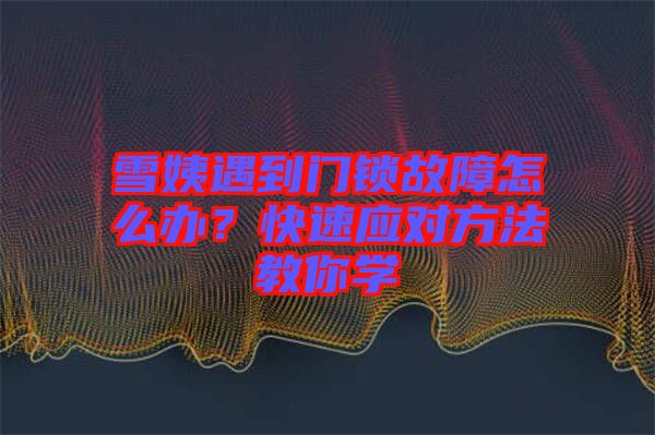 雪姨遇到門鎖故障怎么辦？快速應(yīng)對方法教你學(xué)